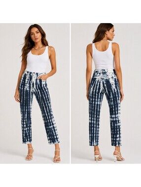Good American Good Vintage Jeans Women’s 8/29 High Rise Tie Dye Straight Ankle